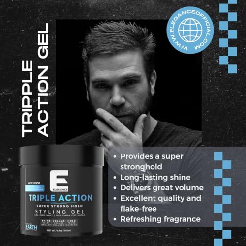 E Elegance Venus Fragrance Triple Action Hair Gel for Men And Women - Super Strong Hold, Extreme Volume, And Long Lasting Shine - Flake Free And Refreshing Fragrance - All Hair Types, 8.45 oz