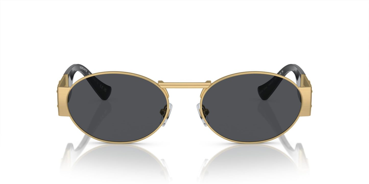 Versace Unisex Sunglasses Matte Gold Frame, Dark Grey Lenses, 56MM