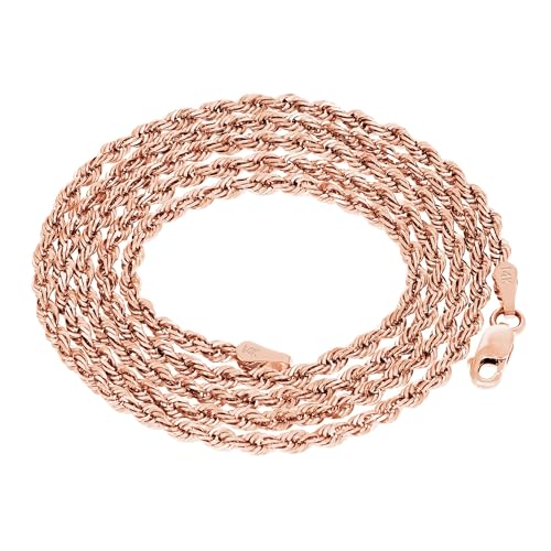 Nuragold 14k Real Rose Gold 2.5mm Rope Chain Diamond Cut Necklace (16"-30") - 20"