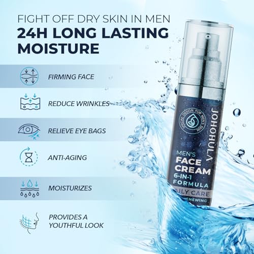 Johohula Face Cream 6-in-1 for Men: Face Moisturizer Suitable for Anti Aging Daily Face Care - Cream for Males Skin Care 1.7oz