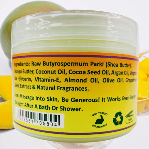 Mine Botanicals Whipped Body Butter with Mango Butter 8 oz, Moisturizing, Nourishing