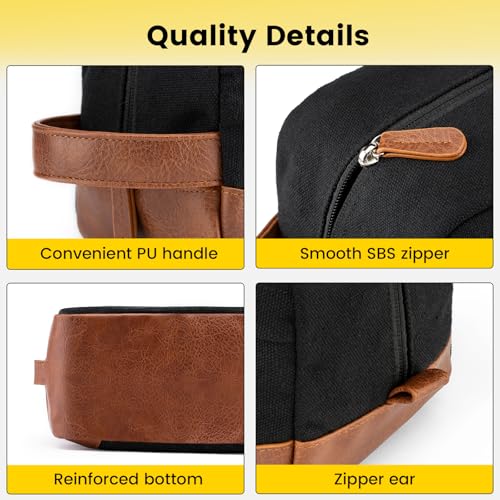 Vorspack Canvas Travel Toiletry Bag for Men, Medium, Black