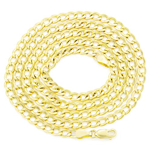 Nuragold 10k Real Yellow Gold Cuban Curb Link 3.5mm Chain Necklace, 16"-30" - 18"