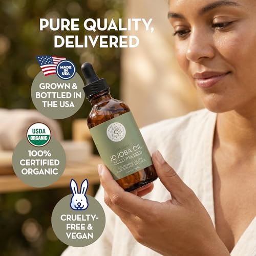 100% Pure Organic Jojoba Oil for Hair, Skin, Face & Nails, 4 fl oz