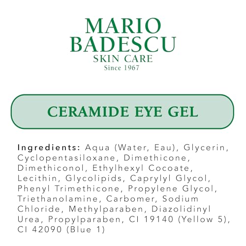 Mario Badescu Ceramide Eye Gel for All Skin Types | Oil Free Eye Gel that Tightens and Smoothes | Formulated with Ceramides & Glycerin, 0.5 Ounce