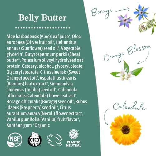 Earth Mama Belly Butter, Maternity Moisturizer for Dry Skin | Lotion for Pregnancy and Postpartum Recovery Self Care, Body Cream with Aloe, Fragrance Free, 8-Fluid Ounce (2-Pack)