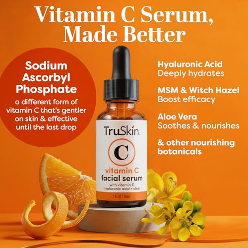 TruSkin Brightening Vitamin C Serum for Face with Hyaluronic Acid, 2 fl oz