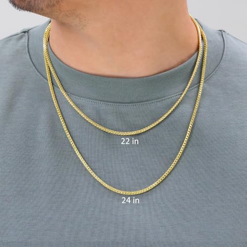 Nuragold 10K Real Yellow Gold Franco 2mm Solid Diamond Cut Chain Necklace - 26"