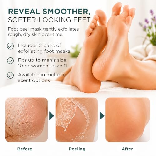 DERMORA Foot Peel Mask, Exfoliating Foot Peeling Mask, 2 Pairs, Original
