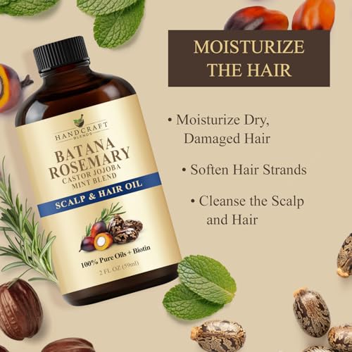 Batana & Rosemary Hair Oil – 2 Fl Oz – Scalp Treatment & Strengthening for Thinning, Dry Scalp, Split Ends – Natural Hair Oil for Women & Men – Intensive Repair & Nourishing Formula