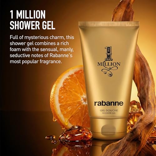 Rabanne 1 Million Lucky Gift Set for Men - Discover Long Lasting Woody Aromatic Eau de Toilette Fragrance + Shower Gel & Travel Cologne Spray - Father's Day, 3 Piece