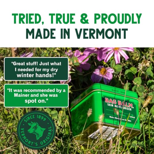 Bag Balm Vermont's Original Skin Moisturizer - Full Body Hydrating Skin Care: Dry Hands, Lips, Face, Feet & More - Unscented, Cruelty & Paraben Free - Day & Night, Men & Women (4oz Tin, Made in USA)