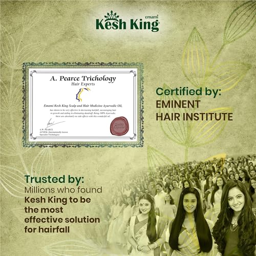 Kesh King Ayurvedic Hair Oil | Herbal Oil with Bhringraj & Amla | Enhance Hair Growth | Reduce Hairfall | Nourishes Scalp | Provides Long & Thick Hair | 10.14 Fl Oz/300ml