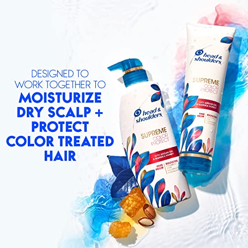 Head & Shoulders Anti-Dandruff Shampoo and Conditioner Set, Supreme Color Protect, 1% Pyrithione Zinc, Sulfate-Free, Argan Oil and Manuka Honey, 11.8 fl oz & 9.4 fl oz