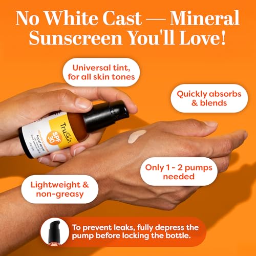 TruSkin SPF 30 Tinted Mineral Sunscreen Face Serum, Zinc Oxide, 1 fl oz