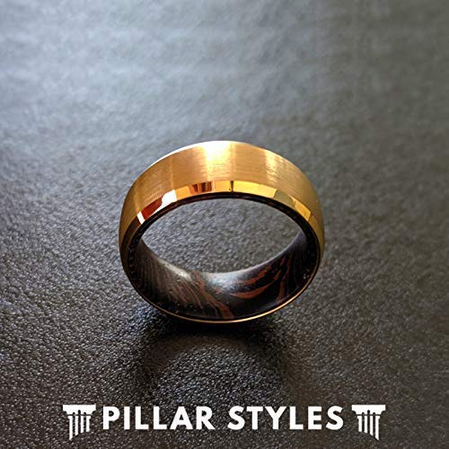 Gold Tungsten and Wood Rings for Men Wedding Band 14K Gold Rings with Wenge Wood Inlay Unique Anniversary Gifts for Him