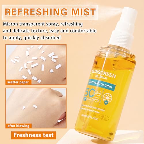 QIUFSSE Sunscreen Oil Body Sunscreen Spray,SPF 50 Body Oil Spray