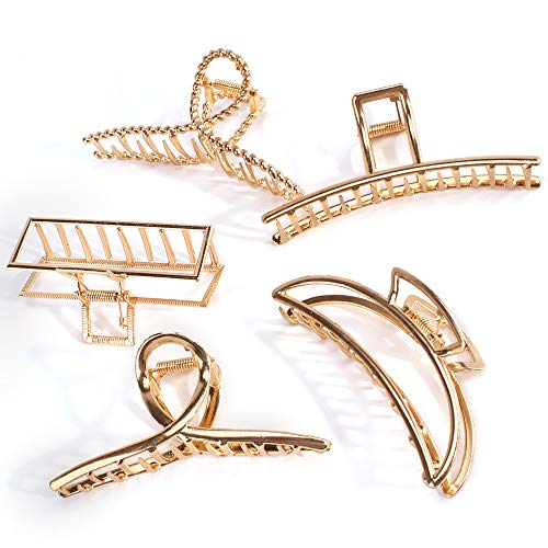 ANBALA Gold Hair Clips, Metal Large Claw Clips for Thick Hair Big Jaw Clips for Hair, Butterfly Hair Clips Hair Accessories for Women