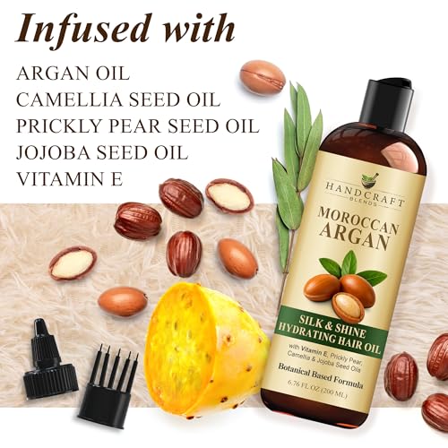 Handcraft Blends Moroccan Argan Oil for Hair 6.76 Fl oz | Moisturizing and Nourishing | Scalp and Hair Oil | Hydrating | Strengthening | All Hair Types