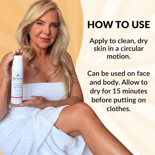 Vibriance Sunless Tanning Mousse for Mature Skin, Self Tanner for Women 50+, Golden Glow, Face and Body, Streak-Free, Buildable Color, Paraben-Free, Sensitive Skin, 6.7 fl oz