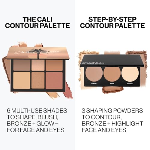 Smashbox The Cali Contour Palette | Six-Shade Contour Kit with Highlighter, Bronzer and Blush Powder for Face Contouring Makeup and Glow | Matte and Pearlescent Finishes, Medium to Dark, 0.69 Ounce