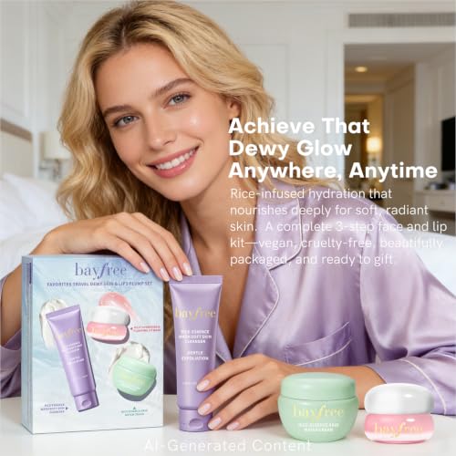 bayfree Dewy Skin Care Set, Travel Size Skincare Kit with 3-Step Routine