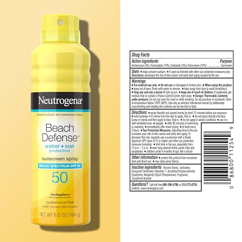 Neutrogena Beach Defense Sunscreen Spray, SPF 50, 6.5 oz