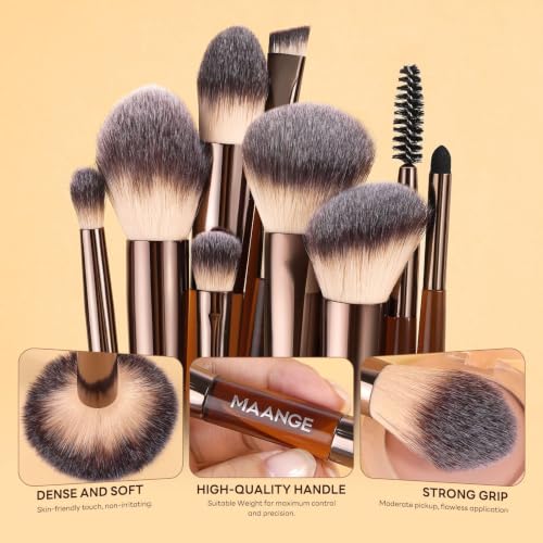 MAANGE 6Pcs Double Ended Makeup Brush Set with Makeup Sponge & Travel Bag