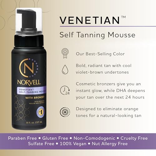 Norvell Venetian Sunless Self Tanner Mousse with Bronzer, 8 fl oz