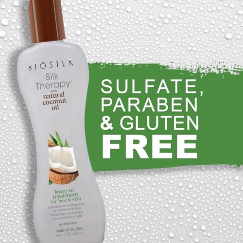 BioSilk Silk Therapy with Natural Coconut Oil, Leave-In Hair Treatment Cream for Frizz Control & Shine, Strengthens & Smooths Dry, Damaged Hair, Sulfate-Free, Paraben-Free, Cruelty-Free, 5.64 Fl Oz