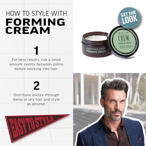 AMERICAN CREW Men's Hair Forming Cream, Like Hair Gel with Medium Hold & Medium Shine, 3 oz