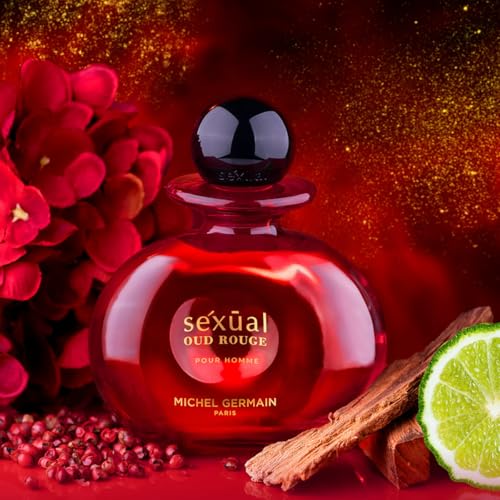 Michel Germain Sexual Oud Rouge Pour Homme Eau de Parfum Cologne for Men, Notes of Italian Bergamot, Sandalwood, Rare Oud Wood, 4.2 Fl Oz