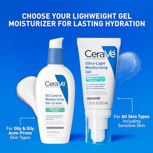 CeraVe Ultra-Light Moisturizing Gel, Niacinamide Face Moisturizer, 1.75oz