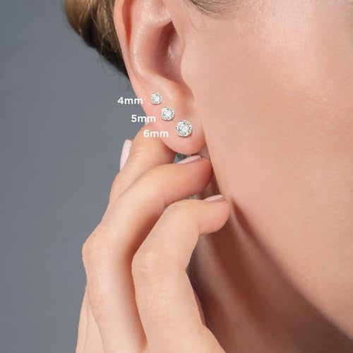 Jewelili 10K Yellow Gold 3 Pair Stud Earrings Set for Women