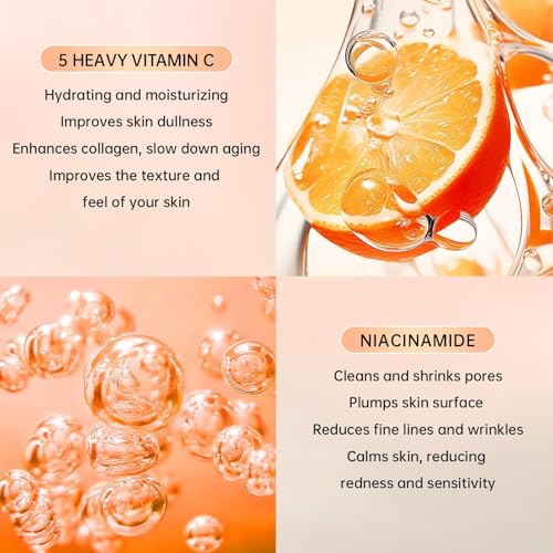 Vitamin C Skin Care Set for Women - 6PCS Skincare Gift Set With Facial Cleanser, Toner, Eye Cream, Serum, Lotion & Face Cream - Moisturizing Skin Care Kit for Anti-Wrinkle, Valentine’s Day Gift