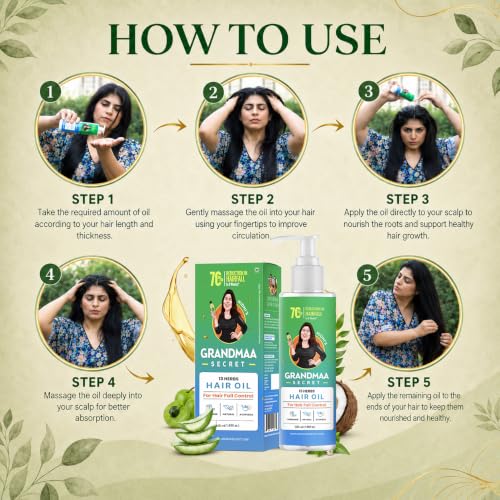 NIDHI’S GRANDMAA SECRET 13 Herbs Hair Oil for Hair Growth & Hair Fall Control Handmade Oil with Aloe Vera, Curry Leaf & Amla For Dry, Damaged, Frizzy Hair Men & Women – 100 ml (Pack of 1) Multicolor