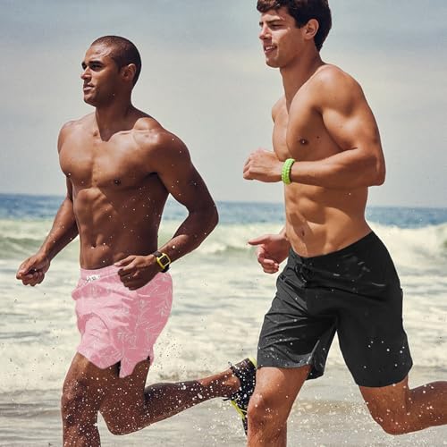 COOFANDY Mens Bathing Suit with 5 Inch Inseam Summer Swim Trunks Big and Tall Swimwear Pink Leaf M