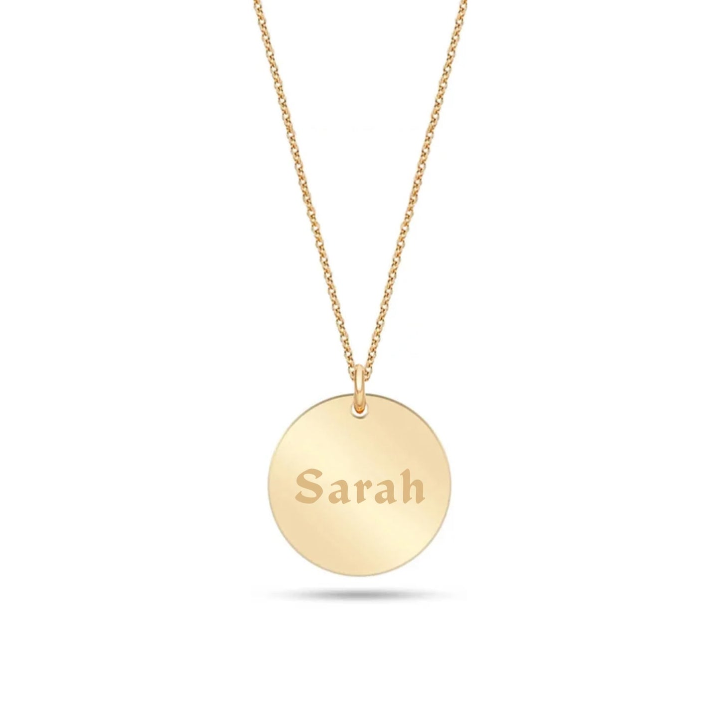 14K Solid Custom Engrave Disk Necklace, Personalized Dainty Solid Gold Charm Pendant, Real Gold 2 Side Engravable Multi Disc Pendant Gift