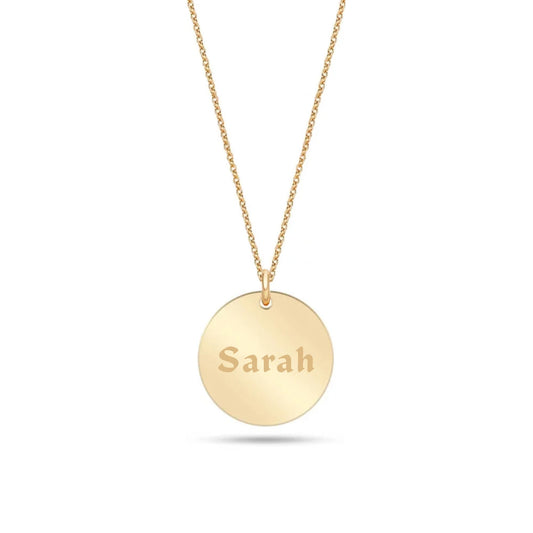 14K Solid Custom Engrave Disk Necklace, Personalized Dainty Solid Gold Charm Pendant, Real Gold 2 Side Engravable Multi Disc Pendant Gift
