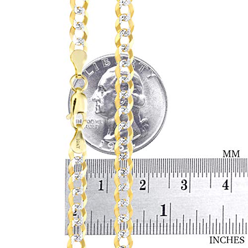 Nuragold 10k Real Yellow Gold Cuban Curb 5mm Solid Pave Chain Necklace - 26"