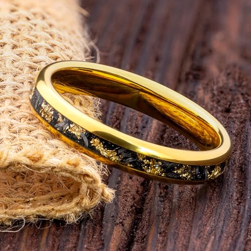 Gentlemen's Bands Gold Antler Men’s Tungsten Wedding Band 4mm Gold Ring with Deer Antler & Whiskey Barrel Wood Inlay | Rustic Comfort Fit Mens Ring | Unique Durable Wedding Band for Men