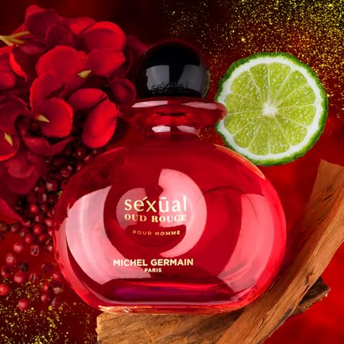 Michel Germain Sexual Oud Rouge Pour Homme Eau de Parfum Cologne for Men, Notes of Italian Bergamot, Sandalwood, Rare Oud Wood, 4.2 Fl Oz