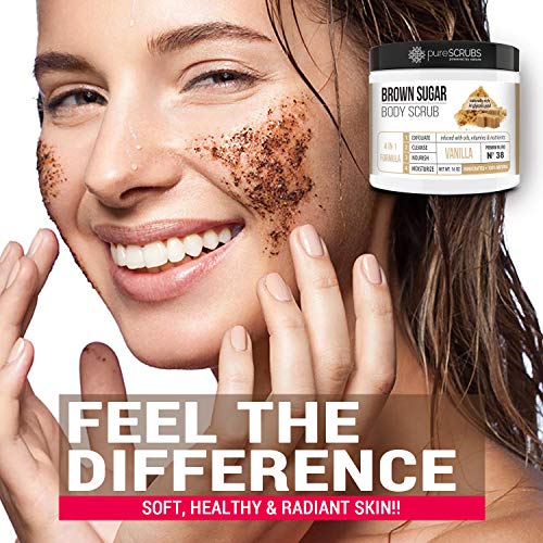 pureSCRUBS Premium Vanilla Brown Sugar Scrub, Exfoliating Body Scrub Set