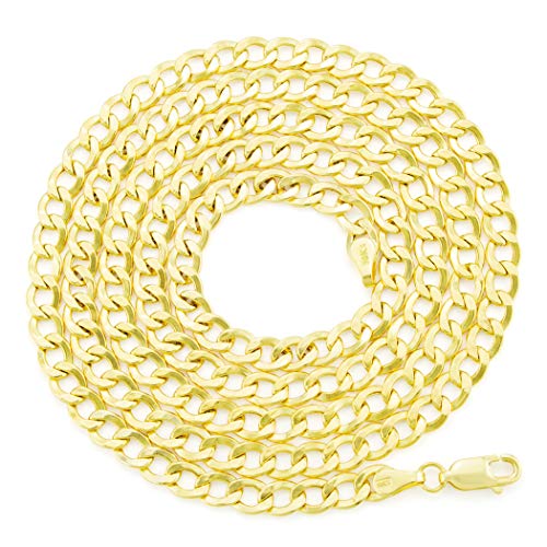 Nuragold 10k Real Yellow Gold Cuban Curb Link 4.5mm Chain Necklace, 16"-30" - 20"