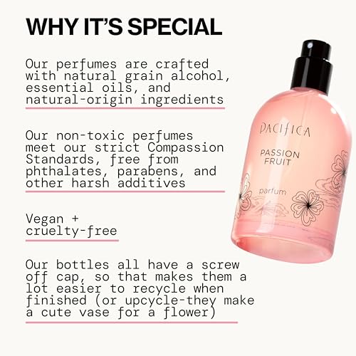Pacifica Passion Fruit Perfume – Tropical Fruity Floral Clean Perfume for Women with Passionfruit, Pineapple & Vanilla, Vegan, Non-Toxic, Beachy Summer Scent (2 fl oz)