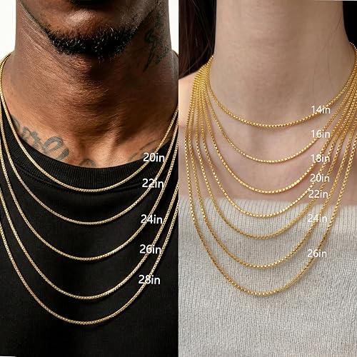 ckuscapo 14K Gold Necklaces for Women Gold Box Chain Gold Chain for Women