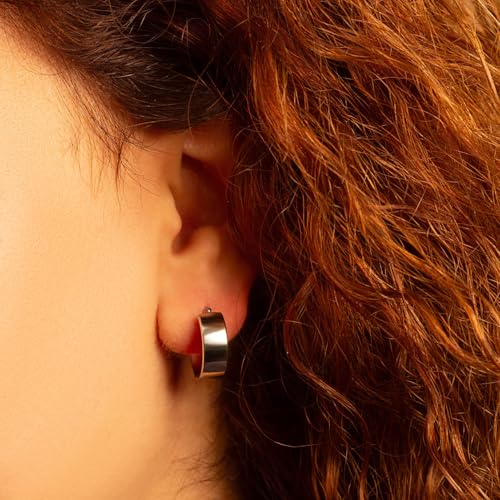 Polished 10K Yellow Gold Wide Hoop Earrings