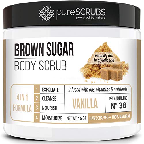pureSCRUBS Premium Vanilla Brown Sugar Scrub, Exfoliating Body Scrub Set