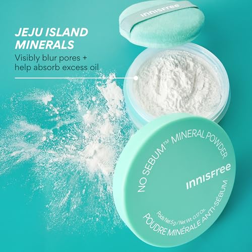 innisfree No Sebum Matte Mineral Powder | Korean Loose Setting Powder for Oil and Shine Control | Blurs Fine Lines and Imperfections | Lightweight, Natural Finish | Translucent