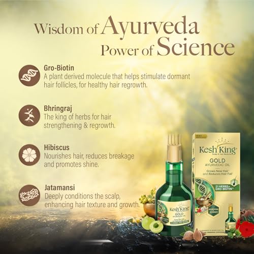 KESH KING Ayurvedic Hair Oil | Herbal Oil with Bhringraj & Amla | Enhance Hair Growth | Reduce Hairfall | Nourishes Scalp | Provides Long & Thick Hair | 3.38 Fl Oz/100ml